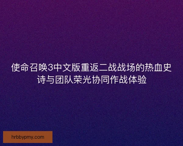 使命召唤3中文版重返二战战场的热血史诗与团队荣光协同作战体验
